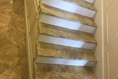 Stairs painted like marble.