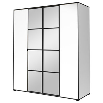 Manhattan 59" or 71" Wardrobe Cabinet, White With Glass doors, 71" Wide