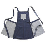 Far Holland - Ginger Apron - Bake delicious treats while keeping your clothes flour-free with the Ginger Apron. Simple in design, this apron is made in New York City with 100% cotton. Featuring two pockets, this baking apron can hold all of your cooking essentials. The apron features two fabrics that allow for a charming contrast.