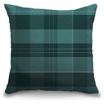 "Teal Tartan Plaid Tweed" Outdoor Pillow 20"x20"