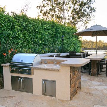 Rustic Rancho Santa Fe Patio with Fire Pit and BBQ Area
