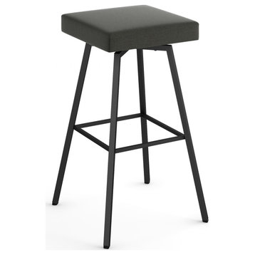 Amisco Robin Swivel Stool, Charcoal Gray Polyester/Black Metal, Counter Height