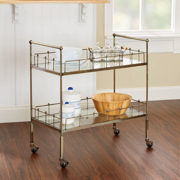 Fitz 2-Tier Rectangular Serving Cart, Antique Gold