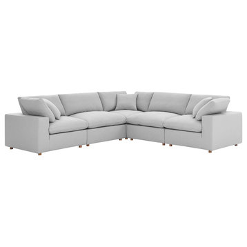 Commix Down Filled Overstuffed 5 Piece 5-Piece Sectional Sofa, Light Gray