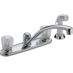 Delta - Delta 2100/2400 Series Two Handle Kitchen Faucet With Spray, Chrome, 2402LF - You can install with confidence, knowing that Delta faucets are backed by our Lifetime Limited Warranty.