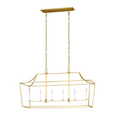 Generation Lighting CC1036BBS Southold 6 Lt Linear Chandelier, Burnished Brass