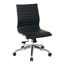 Mid Back Black Eco Leather Armless Chair - Home Office Accessories