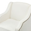 34" Tall Comfort Bedroom Armchair with Solid Wood Legs, Ivory