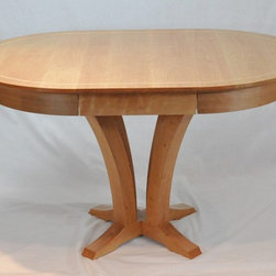 Cherry Pedestal Table with Maple Inlay - Dining Tables