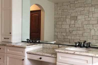 Double shower - mediterranean double shower idea in Sacramento