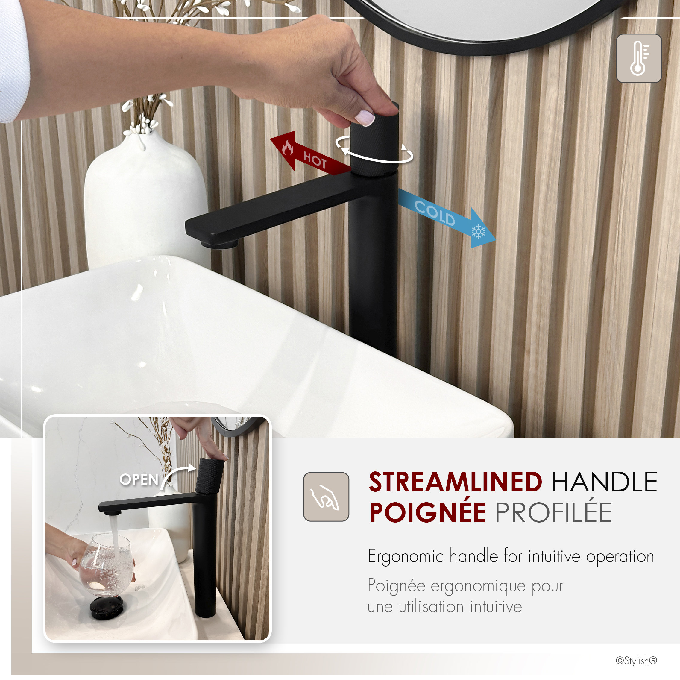 STYLISH Nessa Single Handle 12 1/2" Matte Black Vessel Bathroom Faucet