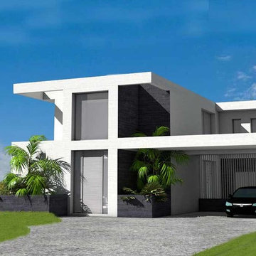 Villa d'exception sur terrain en pente avec piscine à débordement