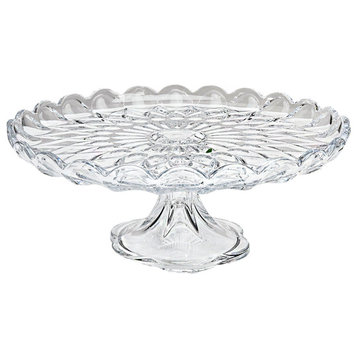 Serene Spaces Living Round Glass Cake Stand, 11.75" Diameter & 4.5" Tall