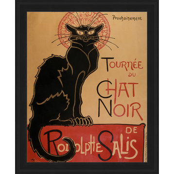 La Pastiche Tour of Rodolphe Salis' Chat Noir with Gallery Black Frame,16" x 20"