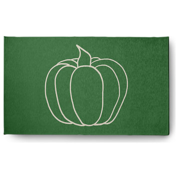 Pumpkin Pie Fall Design Chenille Area Rug, Green, 3'x5'