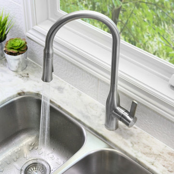 Single-Handle Pull Down High Arch Kitchen Faucet in Brushed Nickel