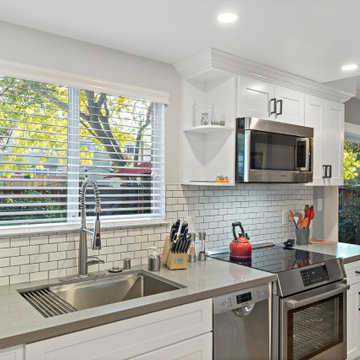 Laguna Niguel White Kitchen with Quartz & Subway Tile