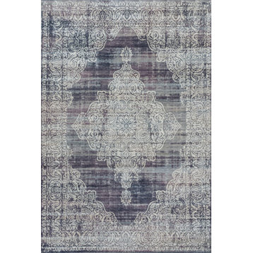 Regis Bohemian Medallion Machine Washable Indoor Area Rug, Purple/Ivory, 8 X 10