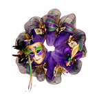 Extra Large Mardi Gras Wreath With Beautiful Mask and  Fleur De Lis 28"
