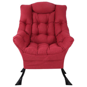 Comfortable Accent Chair, Metal Frame With Tufted Cushioned Seat & Back