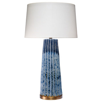 Pleated Ceramic Table Lamp, Blue