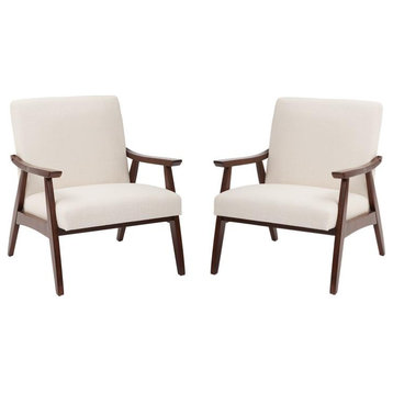 Home Square 2 Piece Linen Fabric Chair Set in Beige