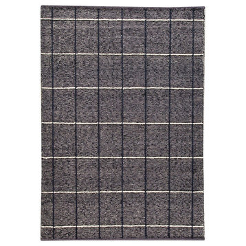 Hand Woven Charcoal Wool Area Rug, 6'6"x9'9"