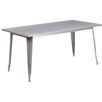 Flash Furniture 31.5"X63" Rectangular Silver Metal Indoor Table