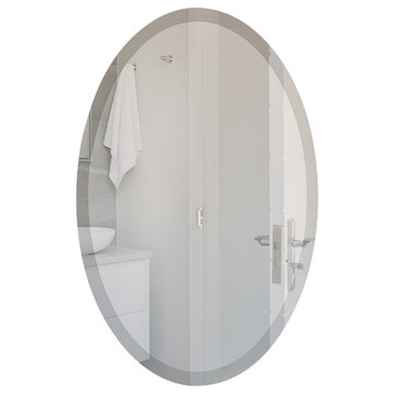 Oval Beveled Frameless Mirror, 24"x30"