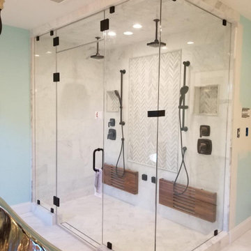 Luxury Marble Spa Bathroom With Copper Freestanding Tub