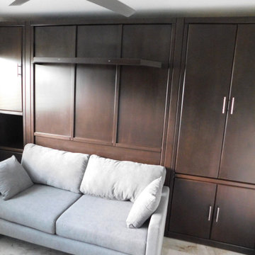 Sofa Murphy Wall Bed with Lighted Shelf Leg and Hidden Cabinet Desk