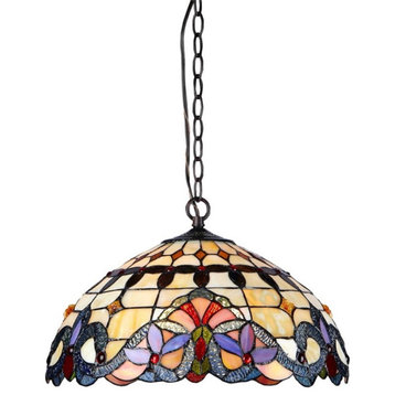CHLOE Cooper Tiffany-style 2 Light Victorian Ceiling Pendant Fixture 18" Shade