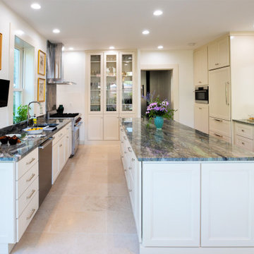 Classic Traditional Kitchen Remodel | Glass-Front Cabinets, Cream Inset Doors