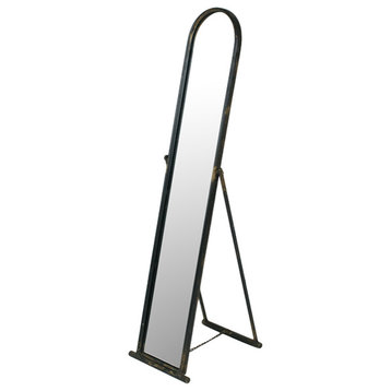 Black Rustic Minimialist Metal Arched Frame Dressing Floor Mirror Metal Stand