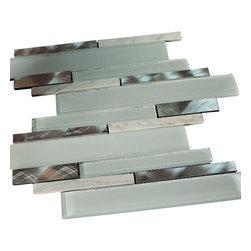 White Glass and Marble Silver Aliminum Stone Glass Mosaic Tile Random Z Pattern - Home Accessories & Decor