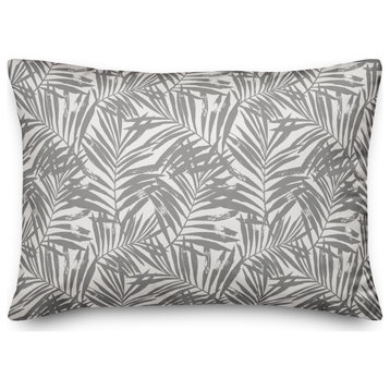 Tropical Leaves Gray 14x20 Pillow