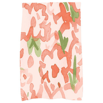 Gardenia Floral Kitchen Towel, Peach, 18"x30"