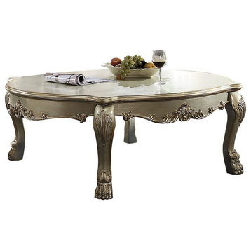 Dresden II Coffee Table, Bowed, Gold Patina and Bone