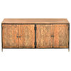 60" Rustic Farmhouse Hand Carved Sideboard with Drawers on Iron Frame