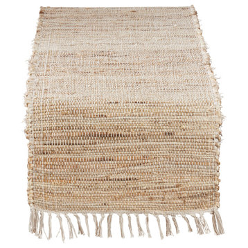 Jute Table Runner With Chindi Design, 16"x72"