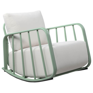 Violette Mint Green and Cream Outdoor Rocking Chair