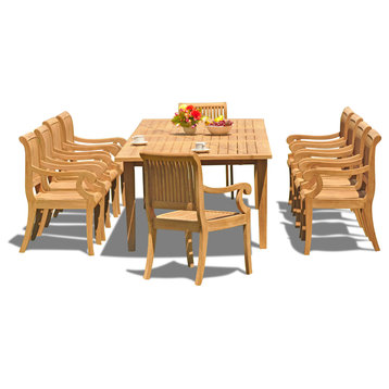 11-Piece Set, 122" X-Large Table, 10 Giva Chairs, Sunbrella Cushion, Hot Pink