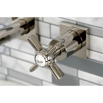Kingston Brass KS6126ZX Two-Handle Wall Mount Bathroom Faucet, Polished Nickel