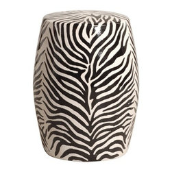 Zebra Stripe Ceramic Garden Stool - Accent And Garden Stools
