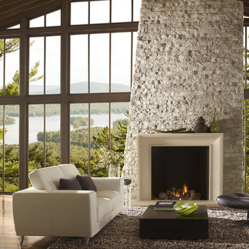 Contemporary Stone Fireplace