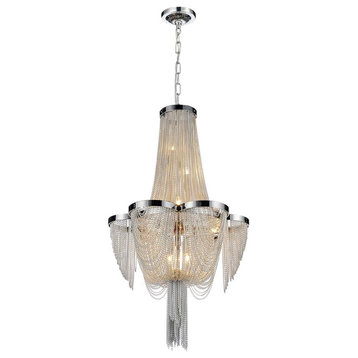 CWI Lighting Taylor 7 Light Down Contemporary Metal Chandelier in Chrome