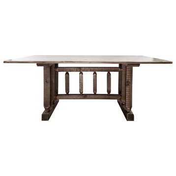 Homestead Collection Trestle Based Dining Table, Stain and Clear Lacquer Finish