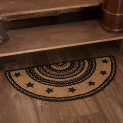 Mayflower Market - Farmhouse Jute Rug Half Circle Stencil Stars Border 16.5X33 - Doormats
