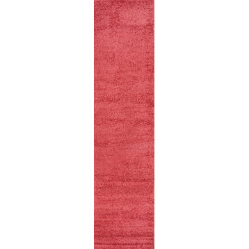 Haze Solid Low-Pile Red 2 ft. x 16 ft. Runner Rug