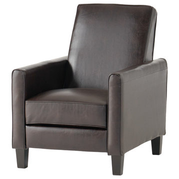 GDF Studio Hinus Indoor Upholstery Club Chair Recliner, Brown Leather